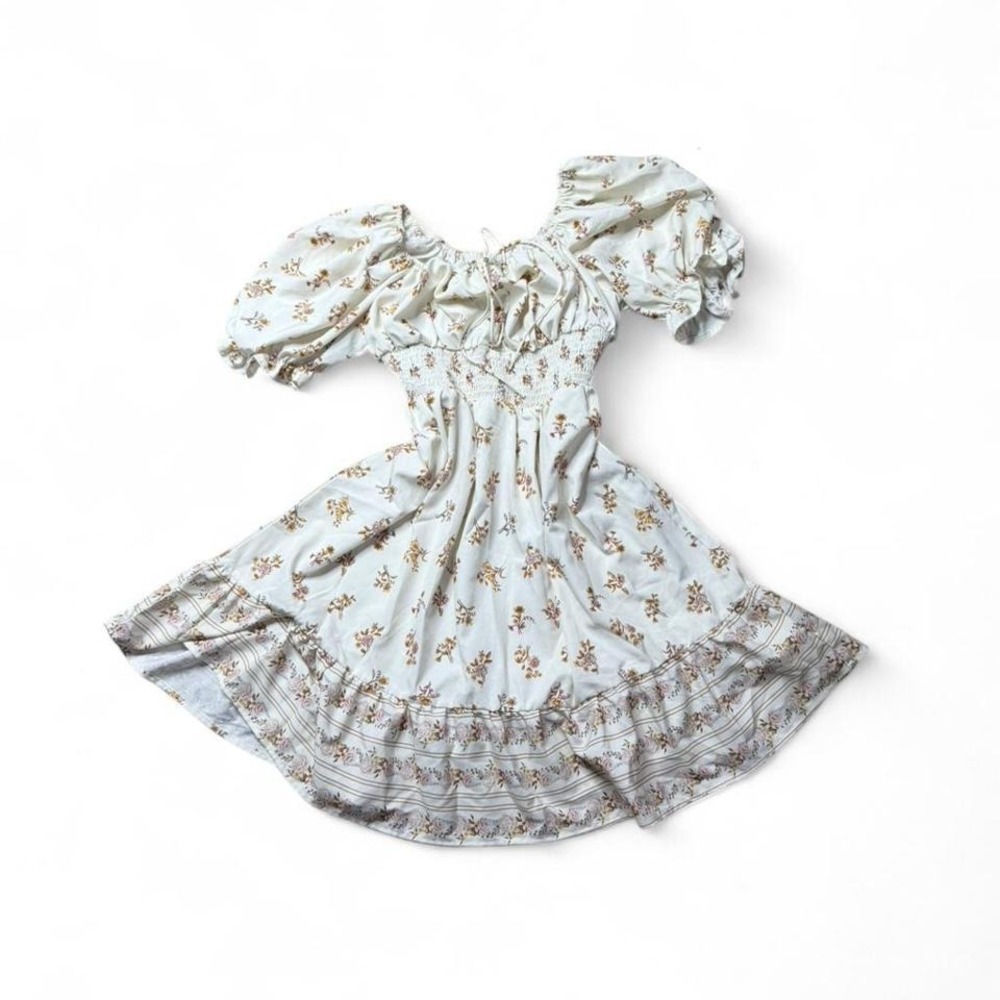 CottageCore Floral dress with puffy sleeves Whimsigoth